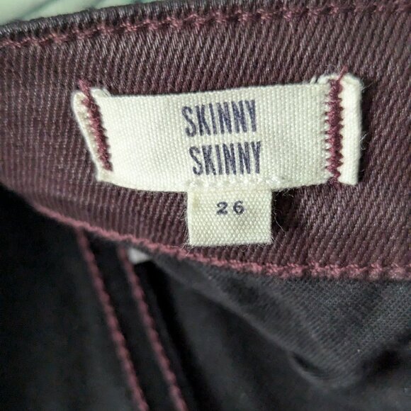 MADEWELL Burgundy Coated Moto Zipper Ribbed Knee Ankle Skinny Pant Jeans 26 - Picture 3 of 6